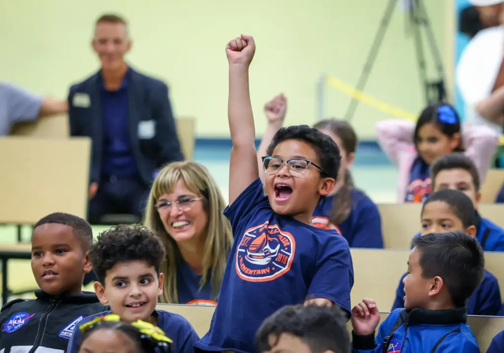A student in Sally Ride Elementary Schoolâs Aviation and Aerospace...