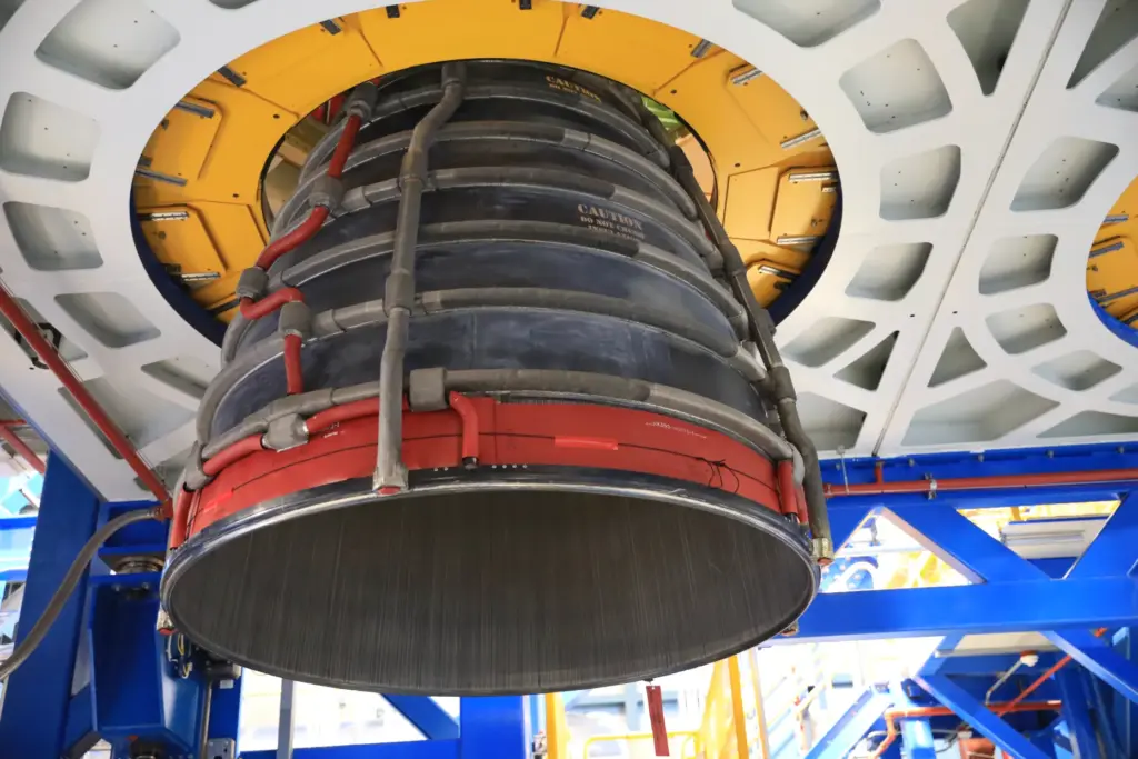 The first of four RS-25 SLS (Space Launch System) rocket...